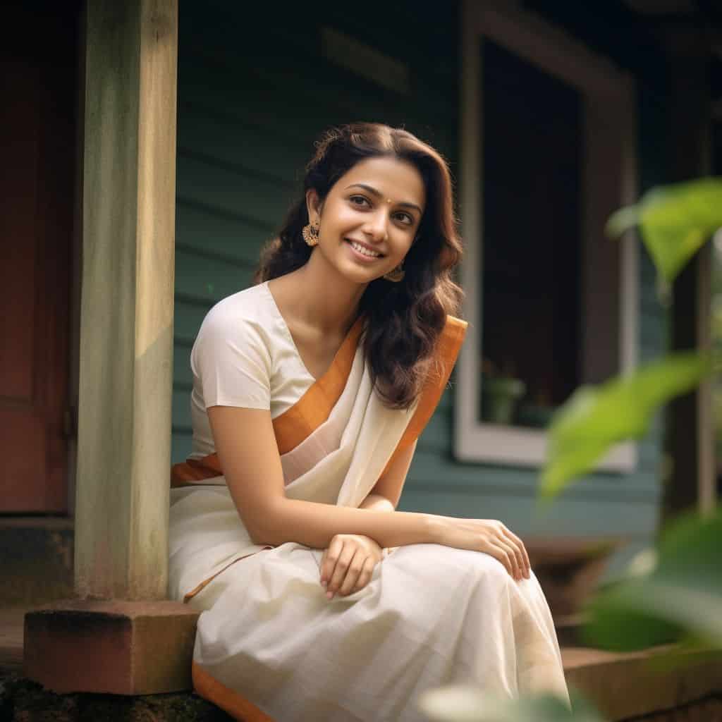 young kerala women set saree